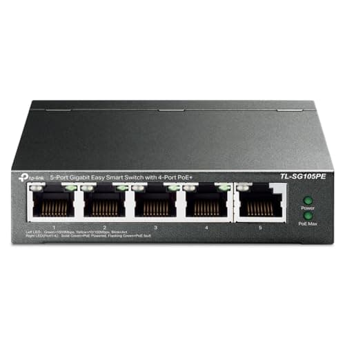 TP-Link 5–Port Gigabit PoE Switch, 4 PoE+ Ports @65W, Easy Smart (TL-SG105PE)