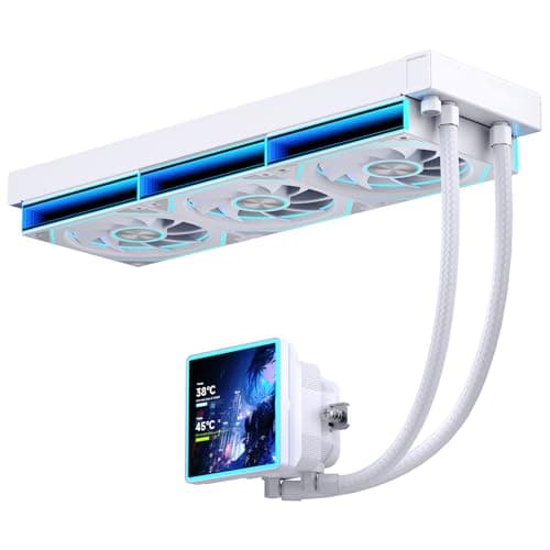 Jungle Leopard ProFlow SE 360mm ARGB AIO CPU Cooler-Water Liquid Cooling System|4-Inch LCD Screen|320W TDP|ARGB 1850RPM PWM Cooler Fans|for Intel LGA1851/1700/1200/115X AMD AM4/AM5(360mm White)