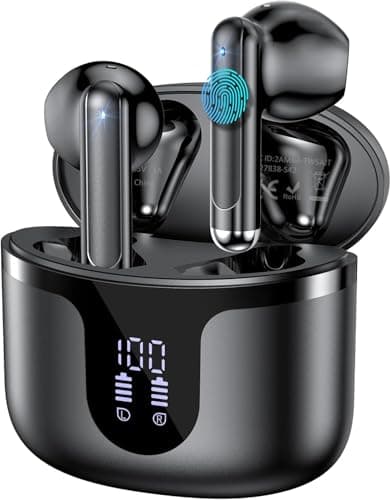 Wireless Earbuds, Bluetooth 5.4 in-Ear Headphones Wireless Bluetooth with ENC 4 Mics, Bluetooth Earbuds 50 Hour Noise-Cancelling Ear Buds with LED Indicator, IPX7 Waterproof for Sports/Work Black