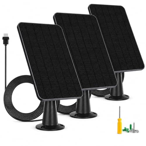 5W Solar Panel for Blink Camera Outdoor, Solar Panel Charger with Battery Compatible with New Blink Outdoor 4 (4th Gen) Camera, with 13.1ft Cable, IP65 Weatherproof, Includes Secure Wall Mount, 3 Pack