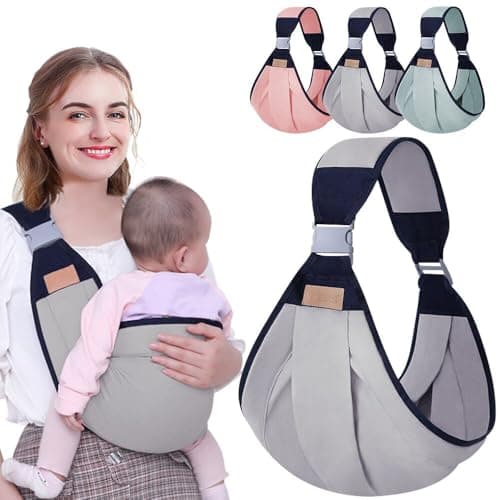 NARUTOO Breathable Baby Sling, Adjustable Baby Carrier, Baby Carrier Wrap, Quick Dry, Thick Shoulder Straps for 0-36 Months Baby (Grey A)