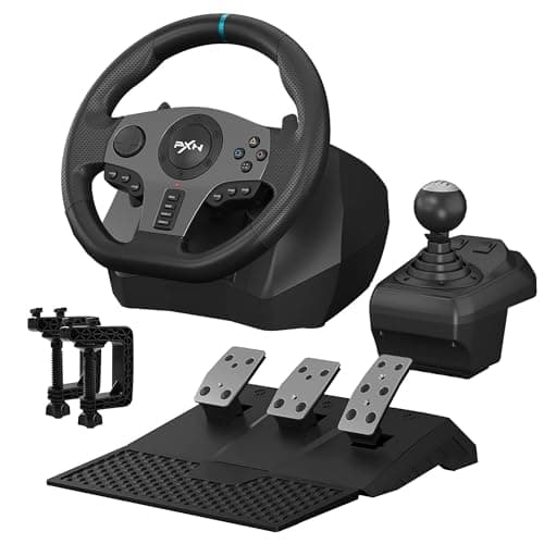 PXN V9 Gaming Steering Wheel With Pedals and Shifter 270/900° Dual-Motor Feedback Driving gaming Racing Wheel for PC,PS4,PS3,Xbox One, Xbox Series X/S,N-Switch
