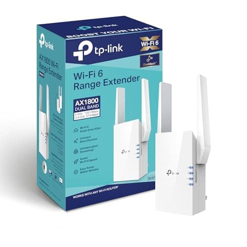 TP-Link AX1800 WiFi Extender Internet Booster RE605X-WiFi 6 Range Extender Covers up to 1500 Sq.ft and 25 Devices, Dual Band, Up to 1.8Gbps Speed, AP Mode w/Gigabit Port, APP Setup, OneMesh Compatible