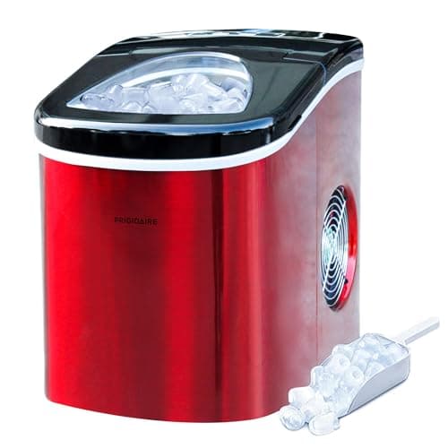 Frigidaire 26 Lbs per Day Portable Compact Maker, Ice Making Machine, Red Stainless, Medium