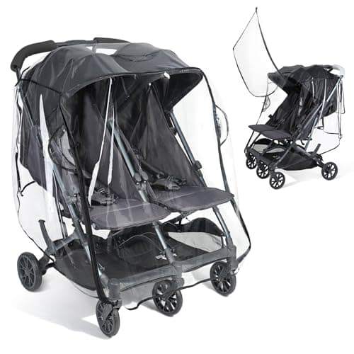 IvyWind Double Stroller Rain Cover, Universal Weather Shield for Side by Side, Breathable Stroller Cover for All-Weather Protection from Rain/Snow/Dust