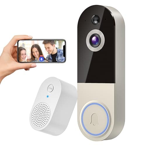 1080p Wireless Doorbell Camera, AI Human Detection, Pet Camera, 2-Way Audio, Night Vision, Cloud Storage (Sold Separately), Real-Time Alerts, Rechargeable Battery-Powered, 2.4Ghz Wi-Fi (with Receiver)