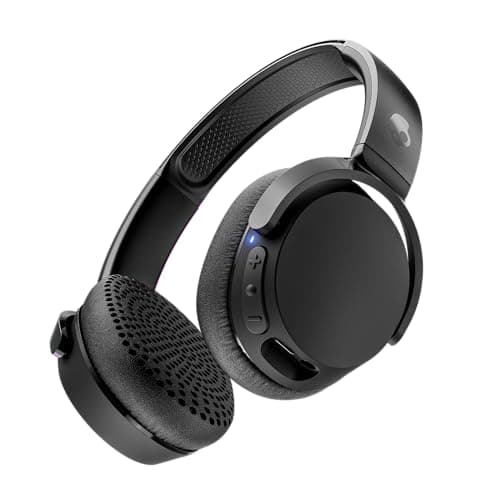 Skullcandy Riff Wireless 2 On-Ear Bluetooth Headphones, Up to 34 Hrs Battery, Foldable Lightweight Design, Convenient for Travel with Included 3.5mm AUX Cable, Microphone for iPhone Android - Black