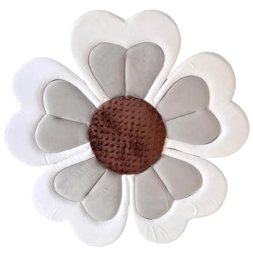 Baby Bath Support 31.5x1.2'' Anti-Collision Soft Baby Bathtub Gray Leaf Flower Baby Bath Essentials with White Edge for Sitting or Crawling Baby Girl Newborn Essentials Baby Bath Essentials Baby Bath