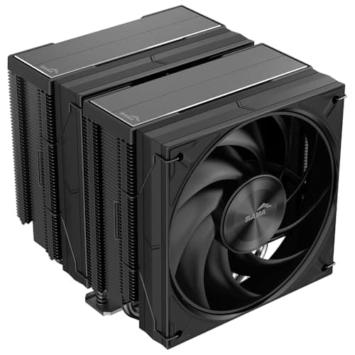 SAMA A60B Premium CPU Air Cooler - Dual Tower Design, 6 Heat Pipes, 2X 120mm Guide Ring Fans, 265W TDP, Low Noise 29dBA, Compatible with Intel LGA 1700/1200/115X & AMD AM4/AM5 (Black)