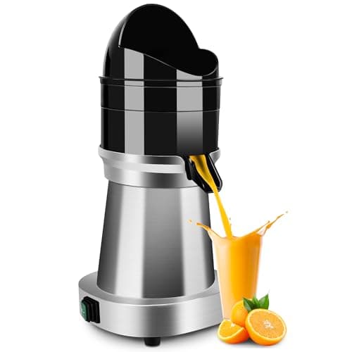 YUANHAO Commercial Electric Citrus Juicer Machine, 120V 1400 RPM with 3 Reamers & Splash Guard, Stainless Steel Automatic Orange/Lemon/Grapefruit Juicer for Bars, Restaurants, Home Use