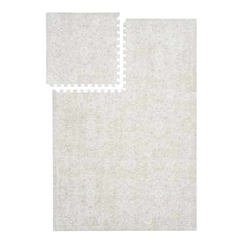 PopsyKosy Premium Baby Floor Play Mat - Thick & Cushioned 0.5 inch Playroom Foam Mat, Non-Toxic Odorless - 6 Tiles - Spacious 6x4 ft. - Stylish & Large, Waterproof for Kids & Toddlers - Pearl Beige