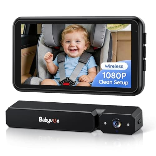 Babyvue Wireless Baby Car Monitor Fast Setup, 3X Zoom Car Baby Camera with HD1080P IR Night Vision, No Wiring Wireless Car Baby Monitor for Kids, 5.2" Display Backseat Camera for SUV/Sedans/RV