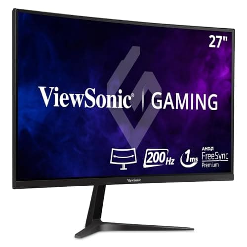 ViewSonic VX2718-PC-MHD 27 Inch Curved 1080p 1ms 180Hz Gaming Monitor with FreeSync Premium, Eye Care, HDMI and Display Port