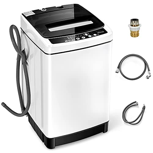 Giantex Full Automatic Washing Machine, 2 in 1 Portable Laundry Washer 1.5Cu.Ft 11lbs Capacity Washer and Spin Dryer Combo 8 Programs 10 Water Levels Effort Saving Top Load Washer for Apartment Dorm