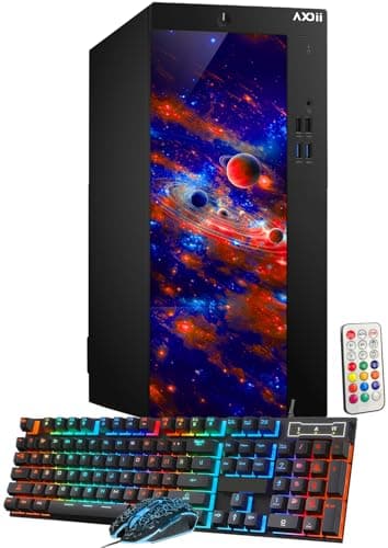 AXOII Custom RGB Desktop PC, Intel Core i7 Processor, 16GB RAM, 512GB SSD, Wi-Fi, Bluetooth, 4K Support, HDMI, DisplayPort, Windows 11 Pro (Renewed)