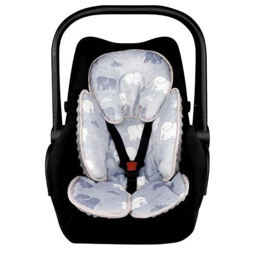 TANOFAR Infant Car Seat Insert Grey, Soft Car Seat Head Support Toddler, 2-in-1 Reversible Baby Car Seat Cushion, Perfect for Boys&Girls, Elephant