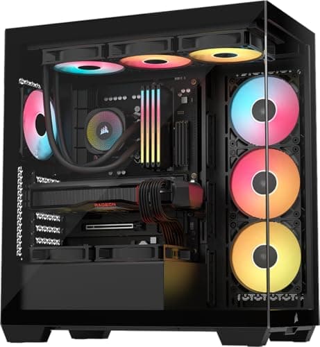 CORSAIR 3500X RS-R ARGB Mid-Tower PC Case – 3X Pre-Installed RS120-R ARGB Fans, GPU Anti-Sag Arm, Fits up to 10x 120mm Fans, Reverse Connection Motherboard Compatible – Black
