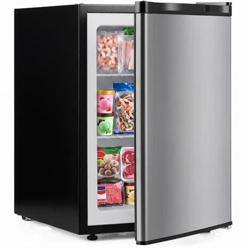 DORTALA Mini Freezer, 2.1 Cu.Ft Small Compact Upright Freezer with Reversible Door, Adjustable Thermostat, Removable Shelves, Quiet Freezer for Dorm Office Apartment (Silver)