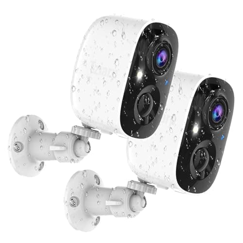 2K UHD Smart Wireless Security Cameras,WiFi Camera with Color Night Vision, Motion Detection, 2-Way Audio, Weatherproof, Cloud/SD Storage for Home Security (2.4GHz Only) (White 2 Pack)