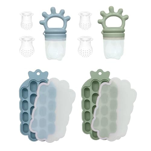 Baby Bliss Silicone Baby Fresh Food Freezer Feeder, Breastmilk Popsicle Mold, Nibble Tray Teethed Ice Cube Tray, Baby Self Feeding Led Weaning Plate, 6 months +, BPA Free