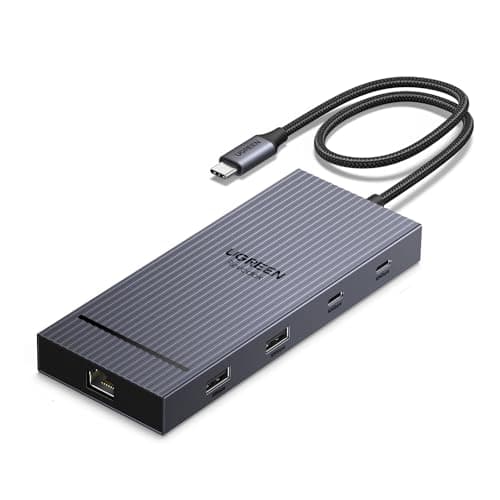 UGREEN Revodok Pro 2102, 10 in 1 Docking Station Dual 4K@60hz Monitor, USB C Hub with Dual HDMI, USB A&C 10G Hub, SD/TF Card Reader, PD 100W Charging, Gigabit Ethernet Port for Laptops
