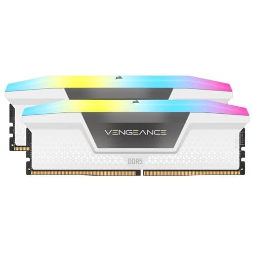 CORSAIR Vengeance RGB DDR5 RAM 32GB (2x16GB) Up to 6000MHz CL36-44-44-96 1.4V AMD EXPO & Intel XMP 3.0 Desktop Computer Memory - White (CMH32GX5M2E6000Z36W)