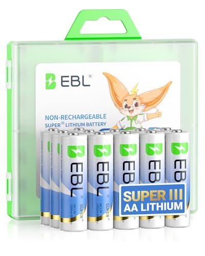EBL Lithium AA Batteries 3700mAh 12 Pack, 1.5V Longest Lasting Double A Battery Upgraded Super Ⅲ for Blink Camera, Smoke Detector & High-Drain Devices (Non-Rechargeable)