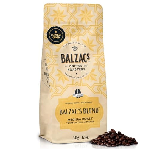 Balzac’s Coffee Roasters - Balzac’s Blend | 100% Arabica Whole Bean Coffee | Marble Roast (Dark) | Bold, Rounded, and Generous – A Gutsy Cup | 340G, 12OZ. (Pack of 1)