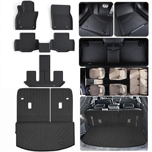 ASINRI Floor Mats & Trunk Mat & Backrest Mat for 2024 Mazda CX90 (7 Seats-2 Row Bucket Seat), Black, TPE, Custom Fit