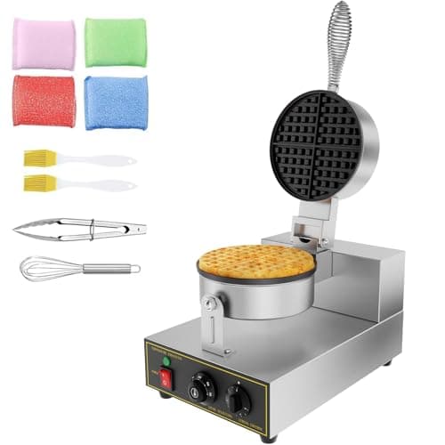 DULNICE Commercial Waffle Maker, 1200W Belgian Waffle Iron with Adjustable Timer & Temp Control, Nonstick Electric Waffle Machine for Restaurants, Bakeries, Home Kitchens