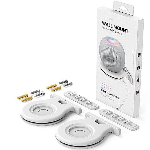 ZahoTse PT149 for Apple Homepod Mini Wall Mount Holder Apple Homepod Mini Stand, Apple Homepod Mini Storage Cable Speaker Accessories Rack (Apple Homepod Mini, White, Pack of 2)