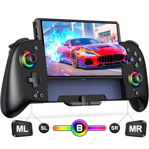 Switch Controllers Compatible with Nintendo Switch/Switch OLED, One-Piece Joypad Controller Replacement for Switch Pro Controller with 9 Lights Color, Turbo, Macro, KeyLinker APP