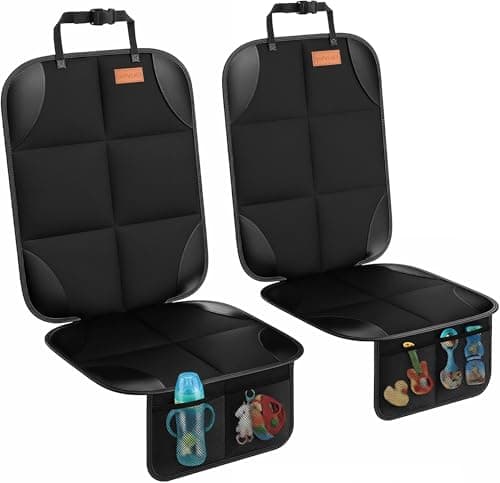 Smart eLf Car Seat Protector, 2Pack car seat Protector for Baby carseat with Thickest Padding, Non Slip Backing Mesh Pockets for Baby, Pet