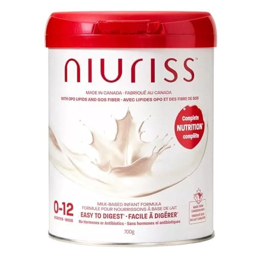 Niuriss Infant Formula - Made in Canada - Complete Nutrition* with OPO Lipids, GOS fiber, and Canadian milk (No Hormones and No Antibiotics) - 0-12 months, 700g