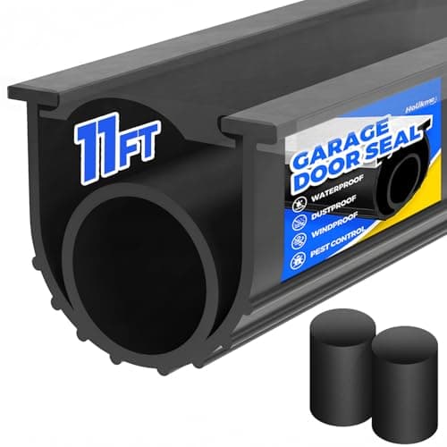 Holikme Garage Door Seals Bottom Rubber,Door Threshold Ramps,Flexible Garage Door Seal, Weather Stripping Kit Seal Strip Replacement,5/16 Inch T-End,3.74 Inch Width (11Ft, Black)