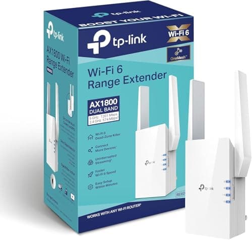 Remanufactured TP-Link AX1800 WiFi Extender Internet Booster RE605X-WiFi 6 Range Extender Covers up to 1500 Sq.ft and 25 Devices, Dual Band, Up to 1.8Gbps Speed, AP Mode w/Gigabit Port, APP Setup