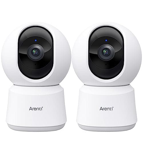 Arenti 360° View 5MP Pet Camera 2 Pack, 5G&2.4G WiFi 6 Baby Monitor, Indoor Security Camera, Free Phone App, Motion Tracking, Sound Detection, Night Vision,Two-Way Audio, Works with Alexa (P2F 2PC)