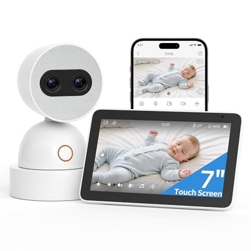 Simsky Video Baby Monitor, Dual 4MP Cameras with 6X Zoom, 7" UHD Large Touch Screen Smart Portable Audio Monitor, 24/7 Recording in app, AI Tracking, Intelligence Detection, 32GB Local Storage