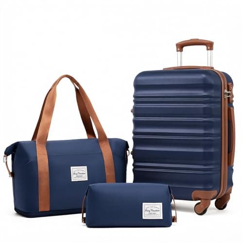 LONG VACATION Carry On Luggage Sets 3 Piece 20 Inch Suitcase Set, ABS+PC Hardshell Lightweight Travel Luggage with Spinner Wheels & YKK Zipper TSA Lock (Navy,20 INCH)