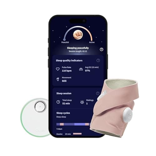 Owlet Dream Sock - Smart Baby Monitor - Tracks Average Oxygen O2, Heart Rate, Real-Time Quality Trends and Sleep Routine Recommendations via App | Dusty Rose