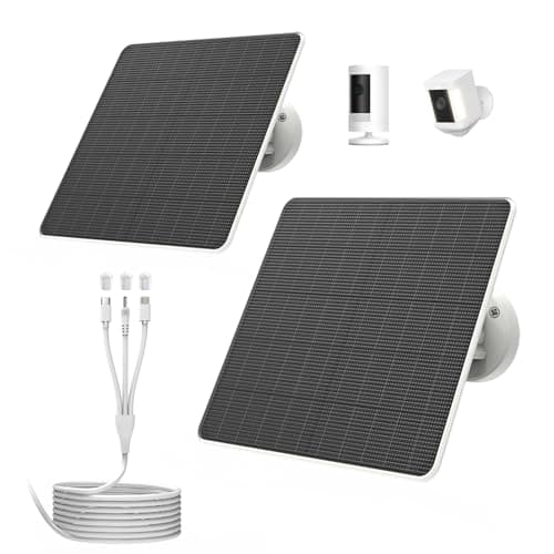 FlexSolar 2 Pack 6W Solar Panel for Security Camera Outdoor, 5V USB Solar Charger Compatible with Rechargeable Battery Powered Cam, Camera with IP67 Waterproof, 9.8ft Cable, 360° Adjustable Bracket