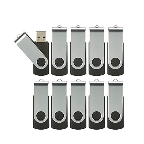 4GB Flash Drive 10 Pack, Alihelan 4G USB Stick Thumb Drive Bulk USB 2.0 Memory Stick Swivel PenDrive Jump Drive, Black