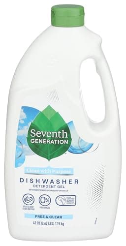 Seventh Generation Dishwasher Detergent Gel for Odourless and Clean Dishes Free and Clear with Plant Based Ingredients No Fragrances Chlorine or Dyes 1.1 L