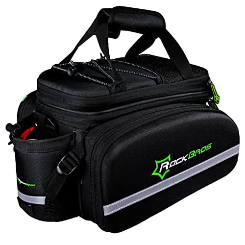 ROCKBROS Bike Rack Bag Max 45L Trunk Bag Waterproof Carbon Leather Bicycle Rear Seat Cargo Bag Rear Pack Trunk Pannier Handbag (Black)