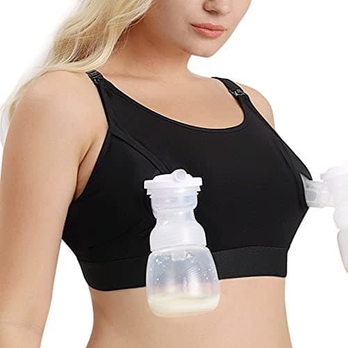 Hands Free Nursing Bra, Momcozy Adjustable Breast Pumping Bra for Breastfeeding-Pumps by Medela, Lansinoh, Evenflo and More - Small