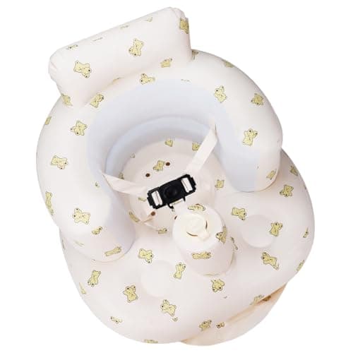 Upgraded AirSwim Inflatable Baby Seat for Babies 3 Months and Up, Inflatable Baby Chair with 3-Point Harness, Summer Toddler Chair for Sitting Up, Portable Infant Floor Sofa, Bear-Belt