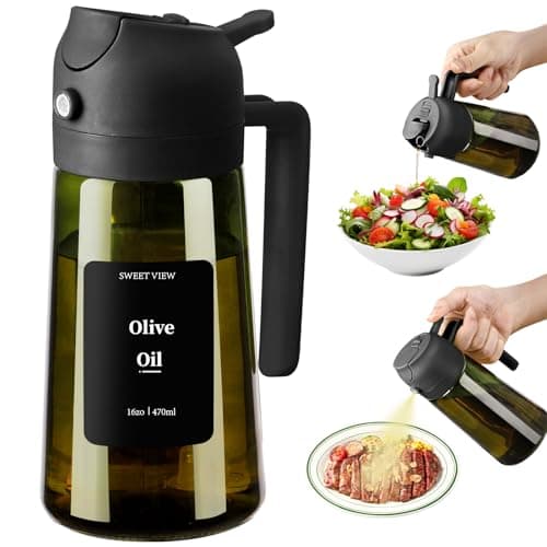 SWEET VIEW Olive Oil Spray Bottle 470ml 2 In 1 Glass Oil Dispenser/Pour