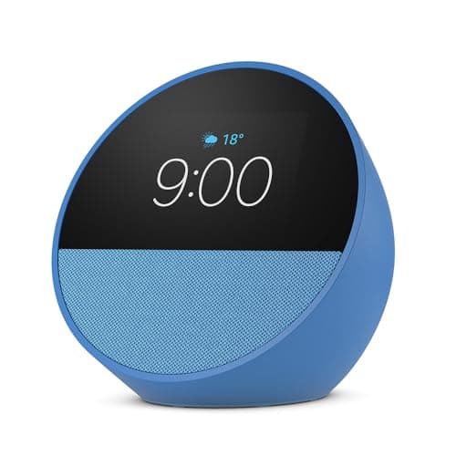 Amazon Echo Spot (newest model), Great for nightstands, offices and kitchens, Smart alarm clock, Designed for Alexa+, Ocean Blue