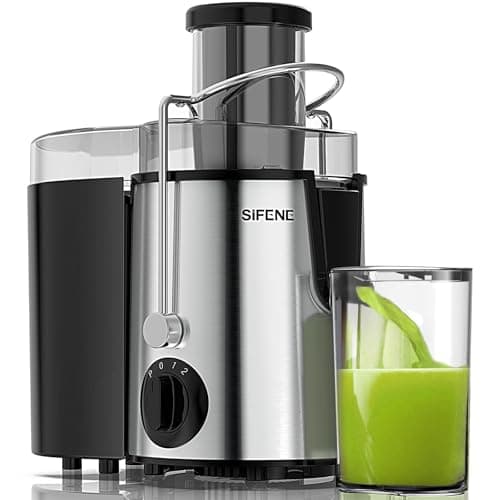 SiFENE Juicer Machine, Quick Juicer Extractor Maker, 3" Big Mouth for Whole Veggies & Fruits, Easy to Clean, Non-BPA Stainless Steel Kitchen Juicer (Silver)