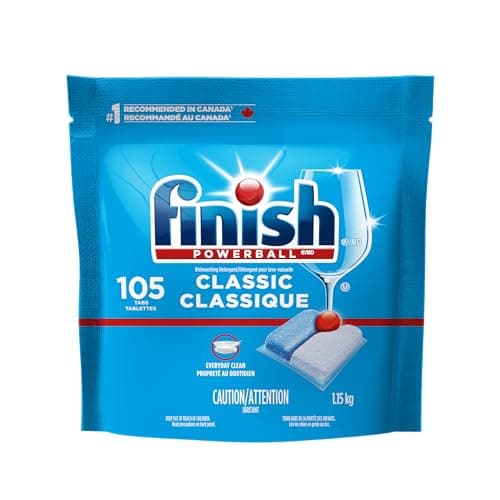 Finish Classic, Everyday Clean and Shine, No Pre-Rinse Formula, Grease and Stain Removal, Scrubs Dried-On Food, 105 Tabs